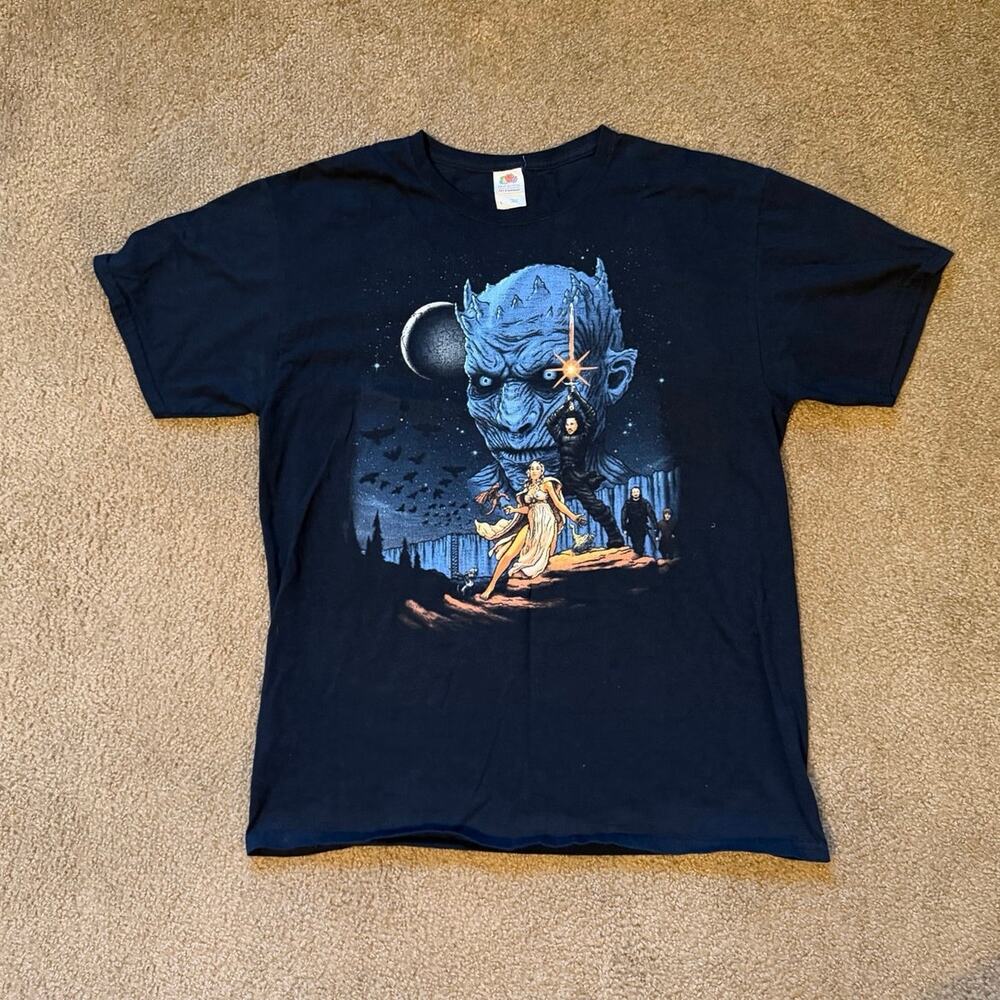 Men’s Large Black Game Of Thrones Night King Fruit Of The Loom Graphic Tee